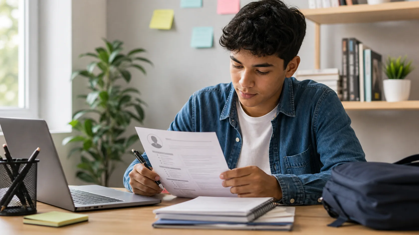Jovem estudante se preparando para uma oportunidade como jovem aprendiz